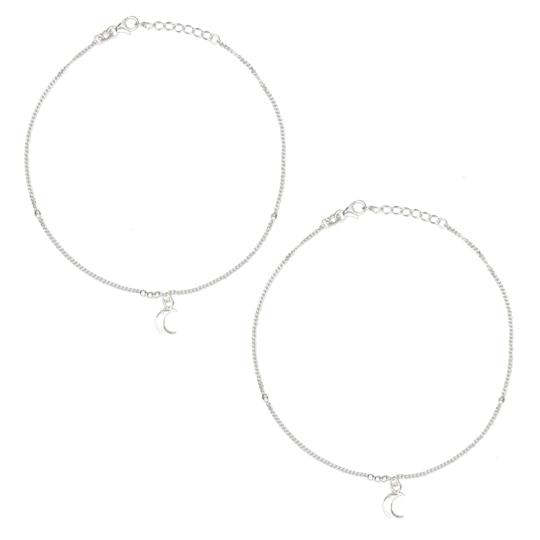 Moonbeam Charm 916 Silver Anklet For Woman