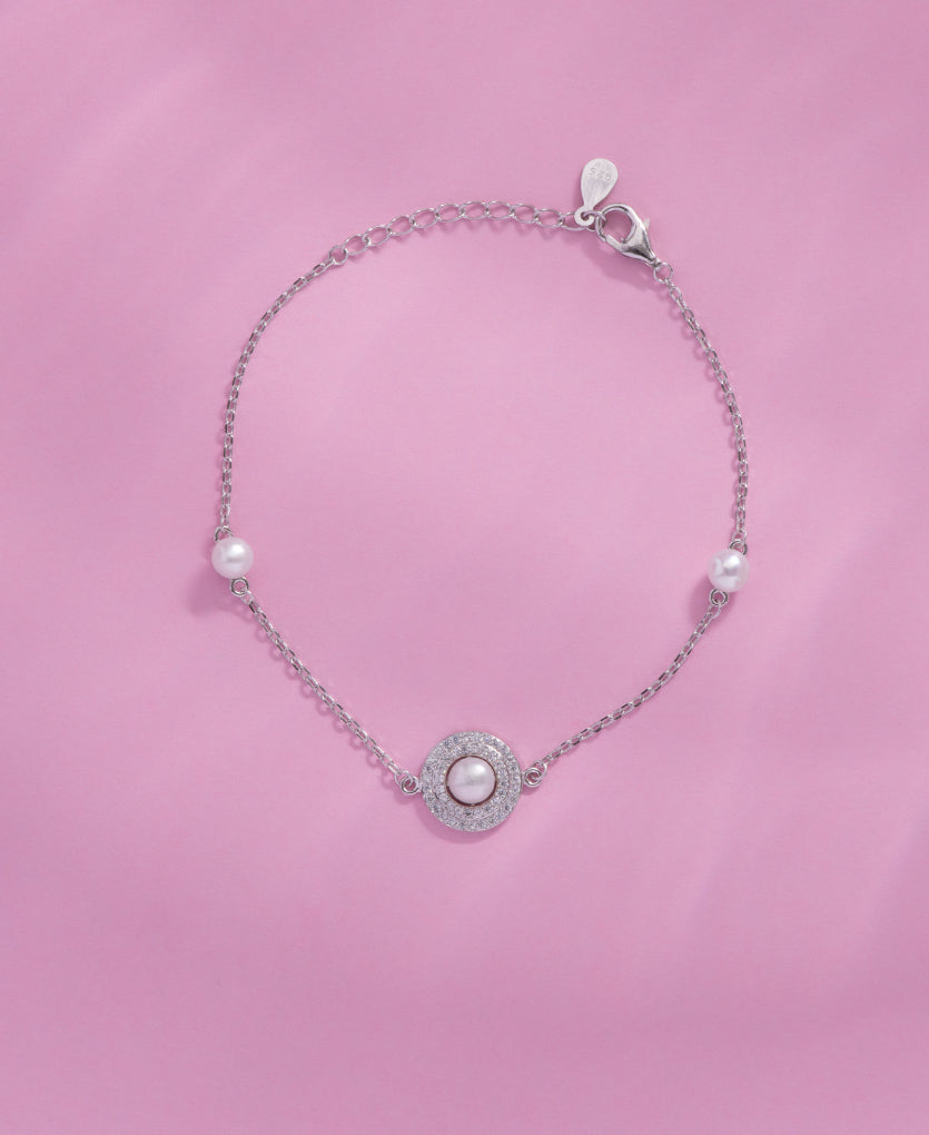 Minimalist Peral And Stone Studed Bracelt
