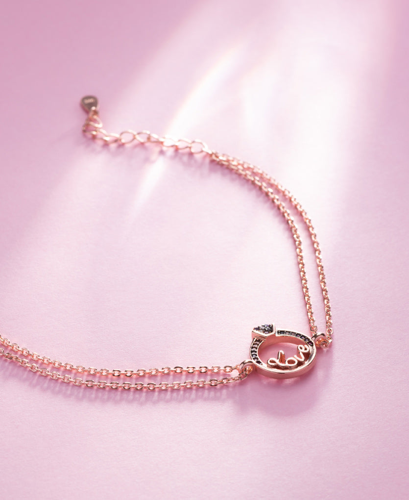 Silver Bracelet With Engagment Ring And Love