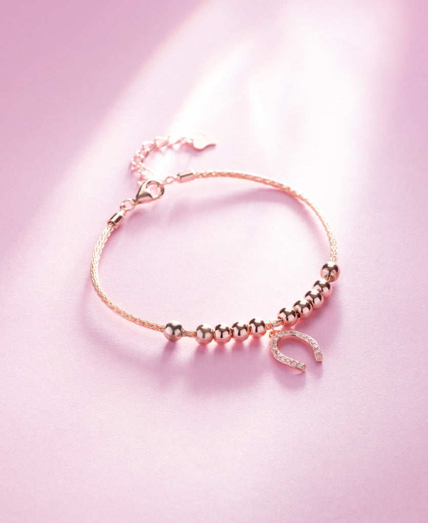 Silver Bracelet With Lucky Charm In Studs