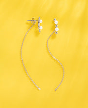Versatile Silver Drop Earrings With Pink Rhinestone