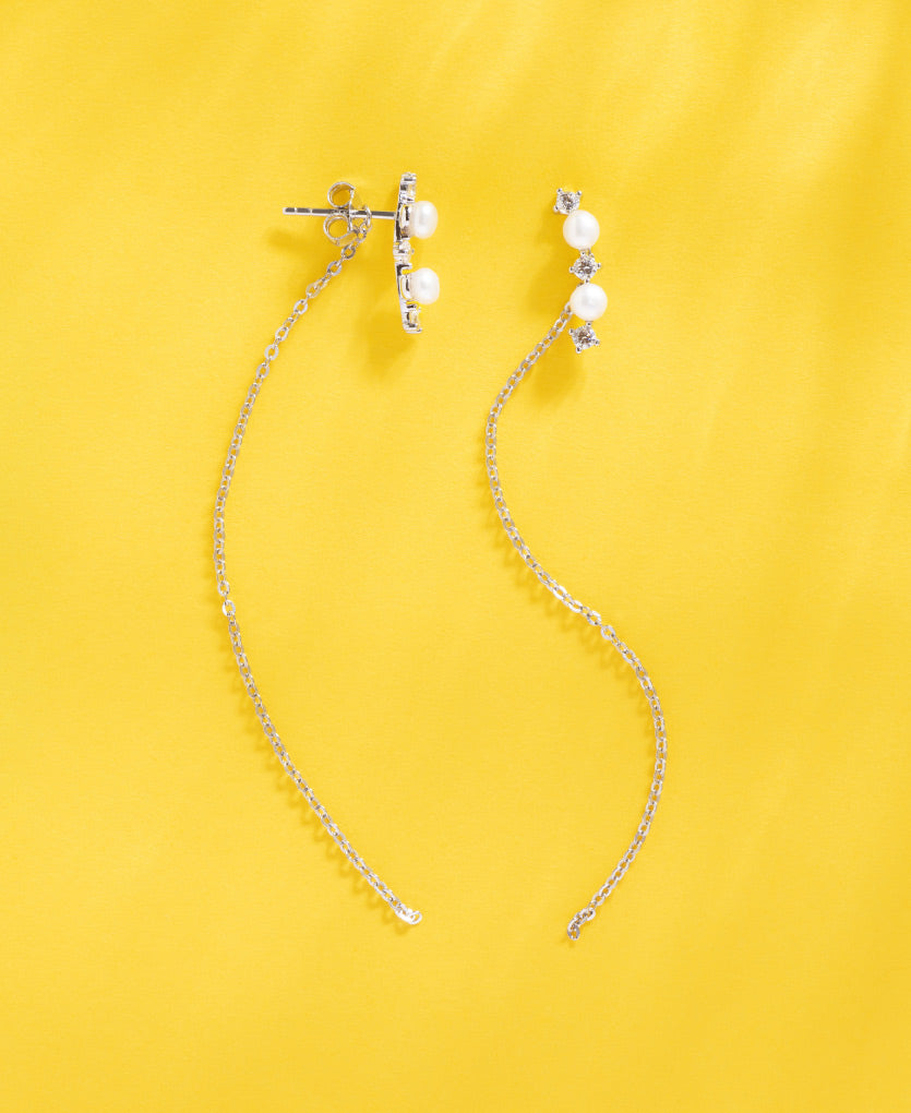 Versatile Silver Drop Earrings With Pink Rhinestone