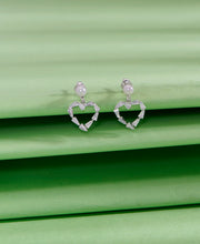 Luminous Heart Push Button Silver Earring