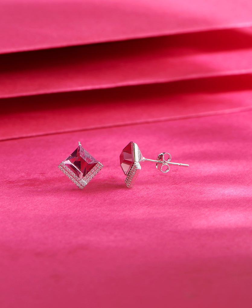 Contemporary Square Silver Earring