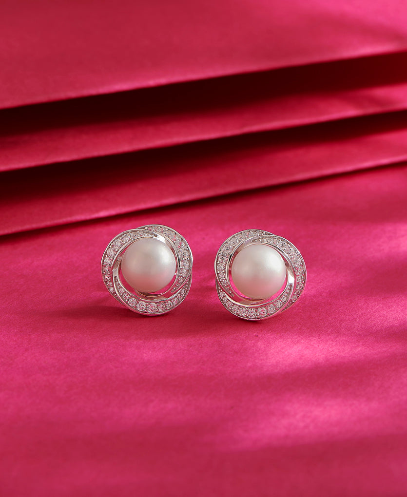 Pearl Solitude Silver Earring