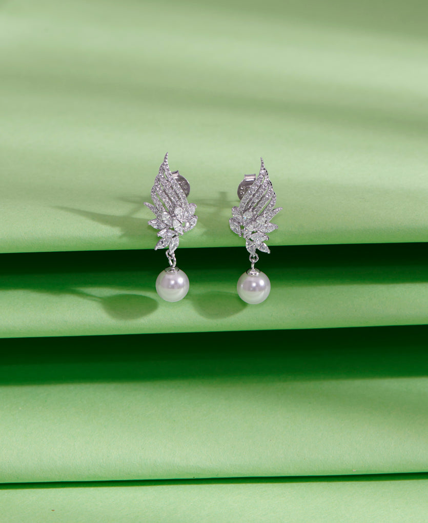 Whimsical Pearl Silver Earring
