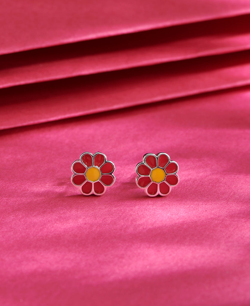 Crimson Ensemble Silver Earring