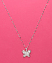 Minimalist Silver Necklace With A Sparkling Butterfly