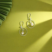 Pearl Orbit Drop & Danglers Silver Earring