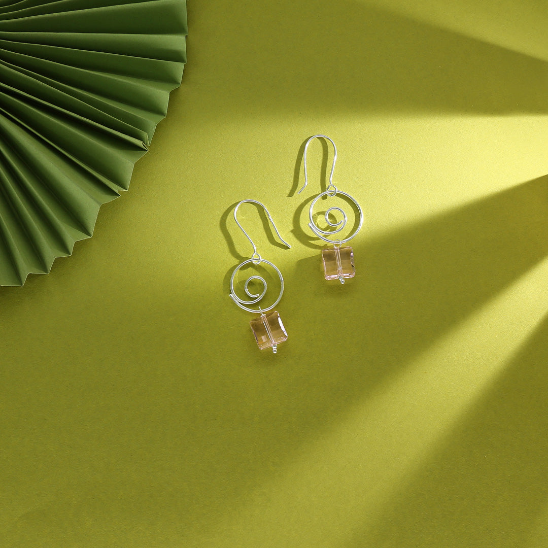 Peach Swirl Drop & Danglers Silver Earring