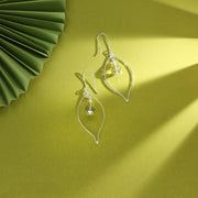 Crystal Leaf Drop & Danglers Silver Earring