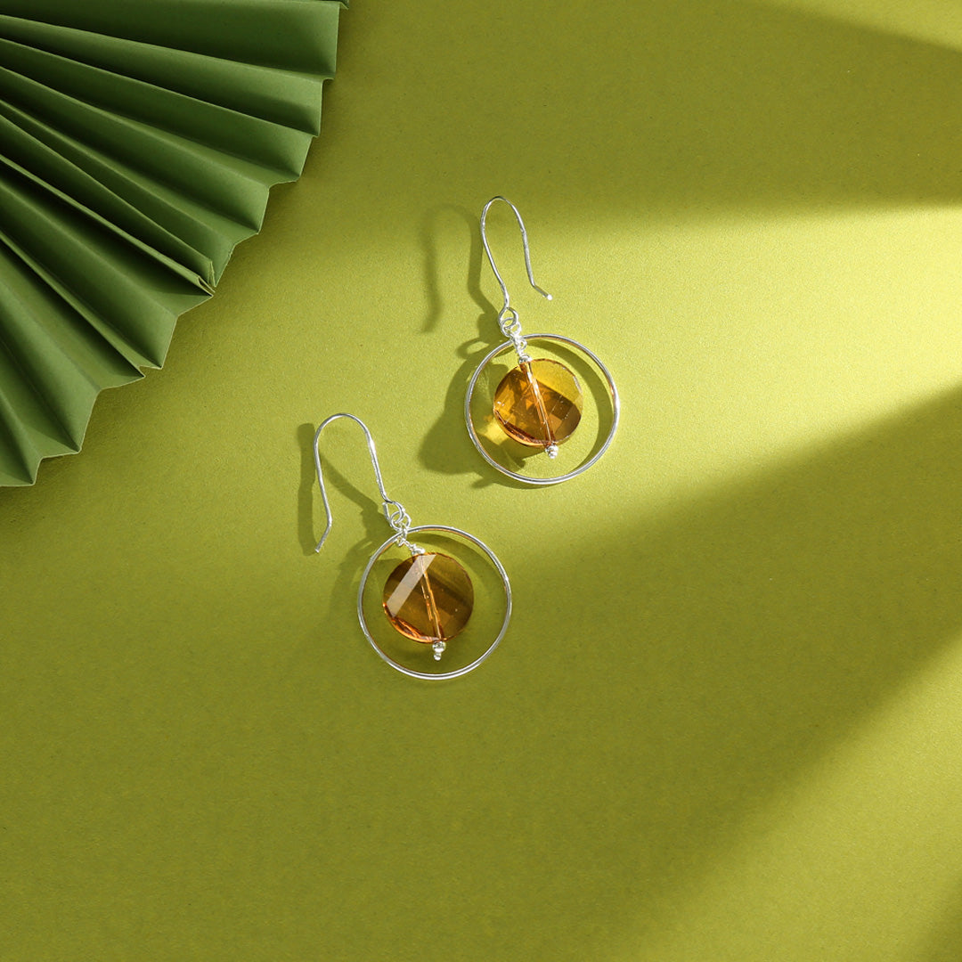 Honey Sphere Drop & Danglers Silver Earring