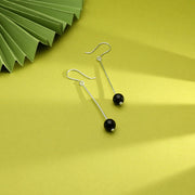 Onyx Sleek Drop & Danglers Silver Earring