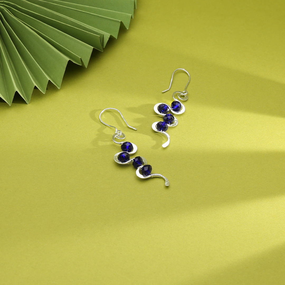 Indigo Wave Drop & Danglers Silver Earring