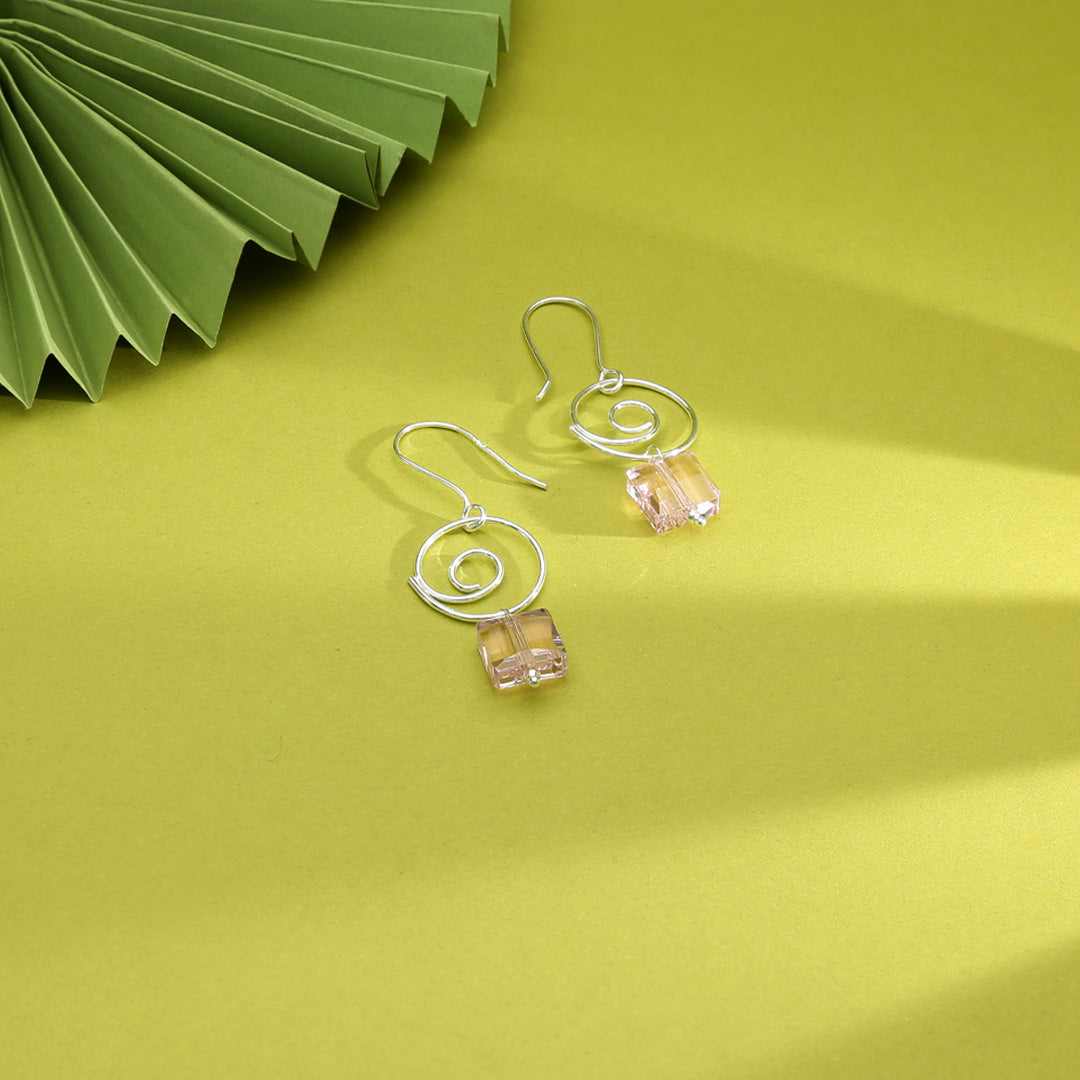 Peach Swirl Drop & Danglers Silver Earring