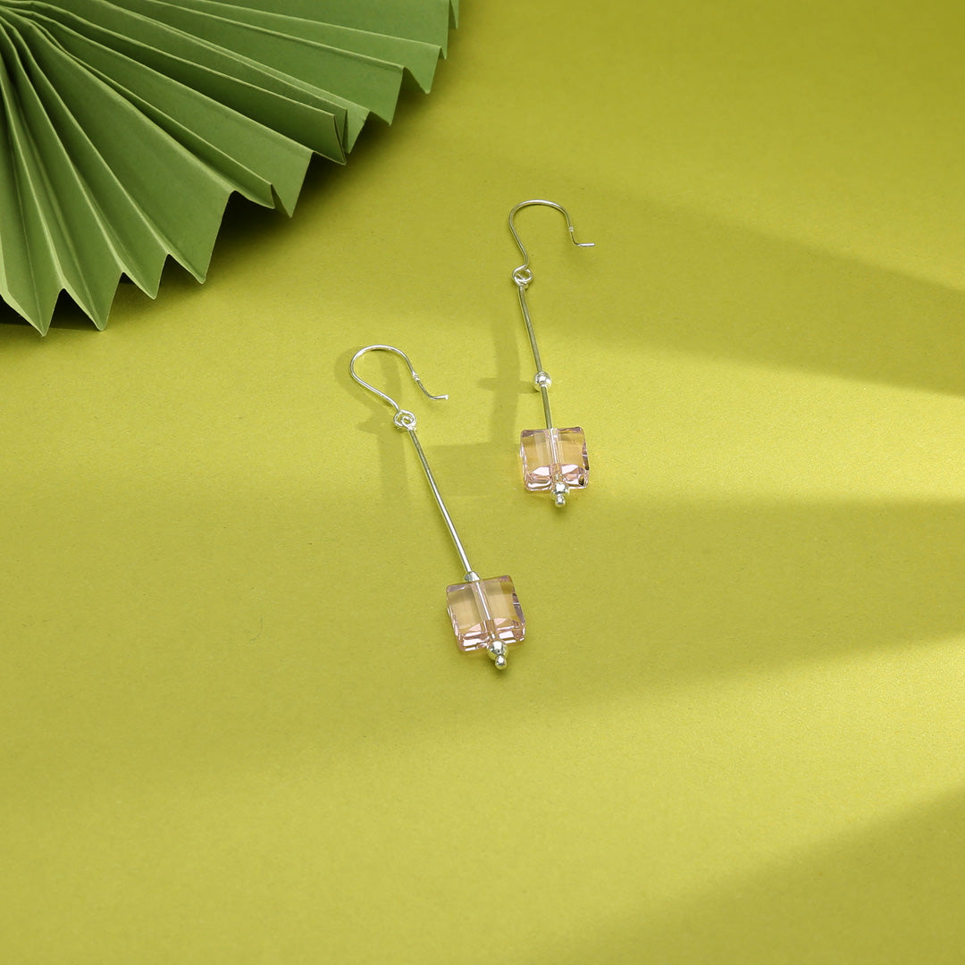 Crystal Bar Drop & Danglers Silver Earring