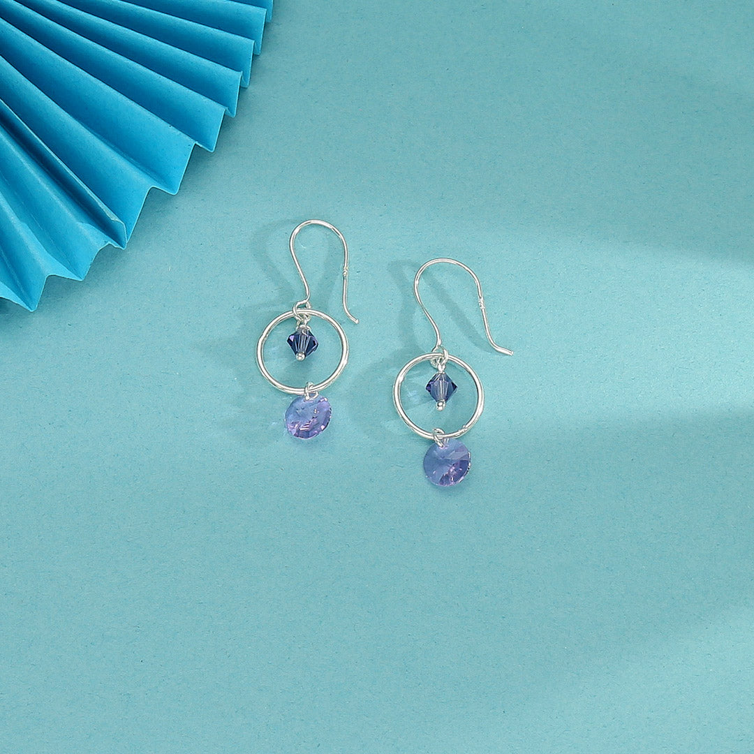 Mystic Violet Drop & Danglers Silver Earring