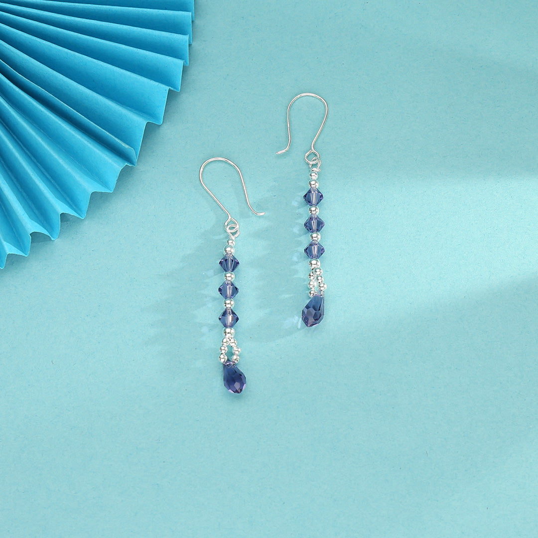 Sapphire Rain Drop & Danglers Silver Earring