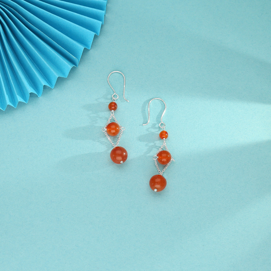 Orange Bliss Drop & Danglers Silver Earring