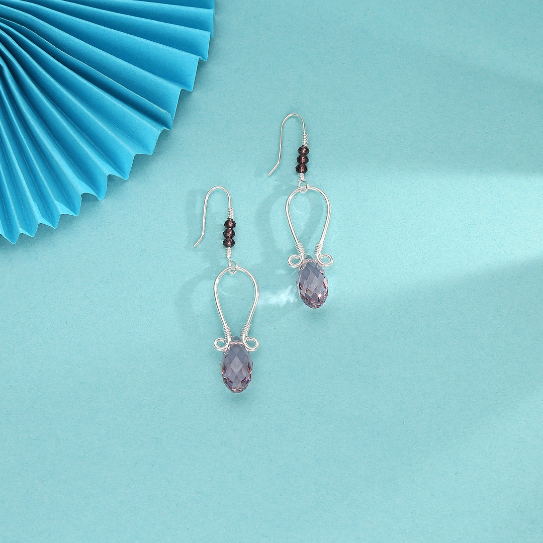 Mystic Plum Drop & Danglers Silver Earring