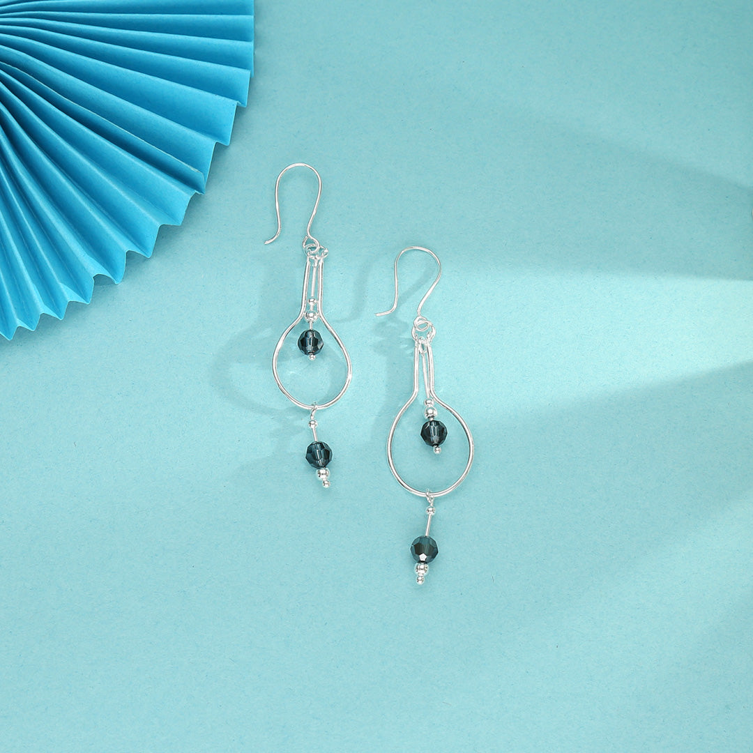 Crystal Tide Drop & Danglers Silver Earring