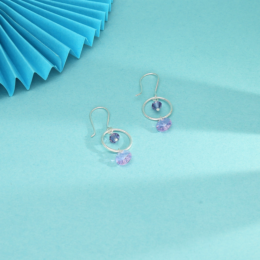 Mystic Violet Drop & Danglers Silver Earring