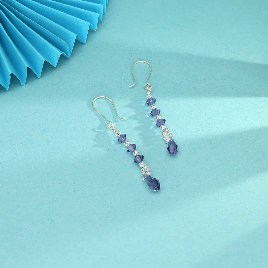 Sapphire Rain Drop & Danglers Silver Earring