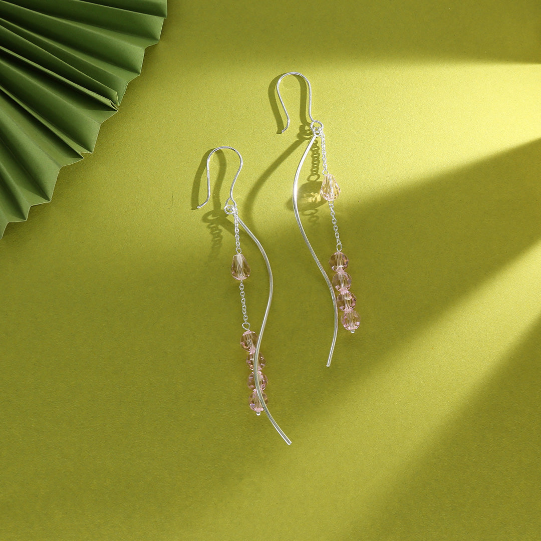 Rose Wave Drop & Danglers Silver Earring