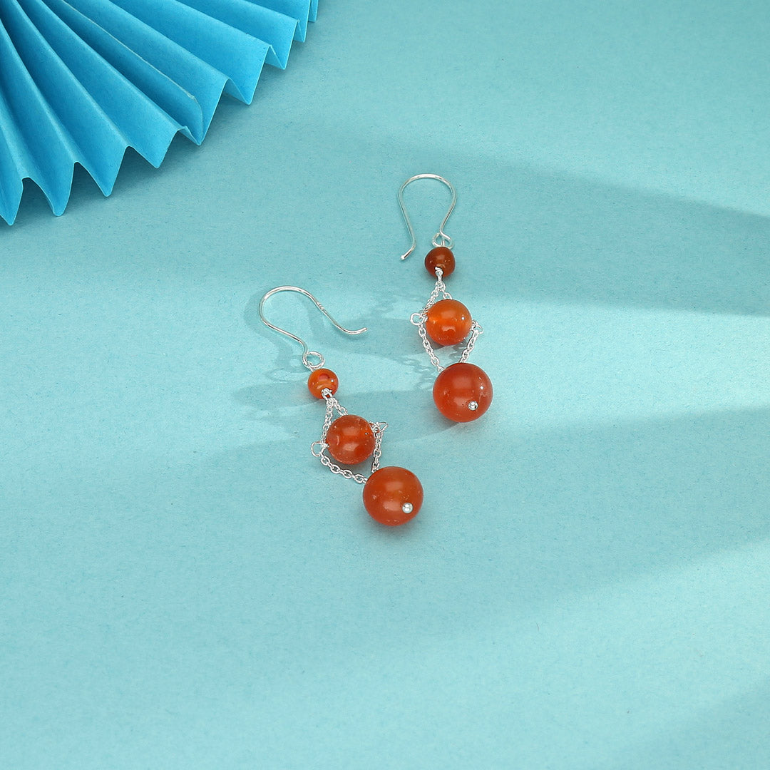 Orange Bliss Drop & Danglers Silver Earring