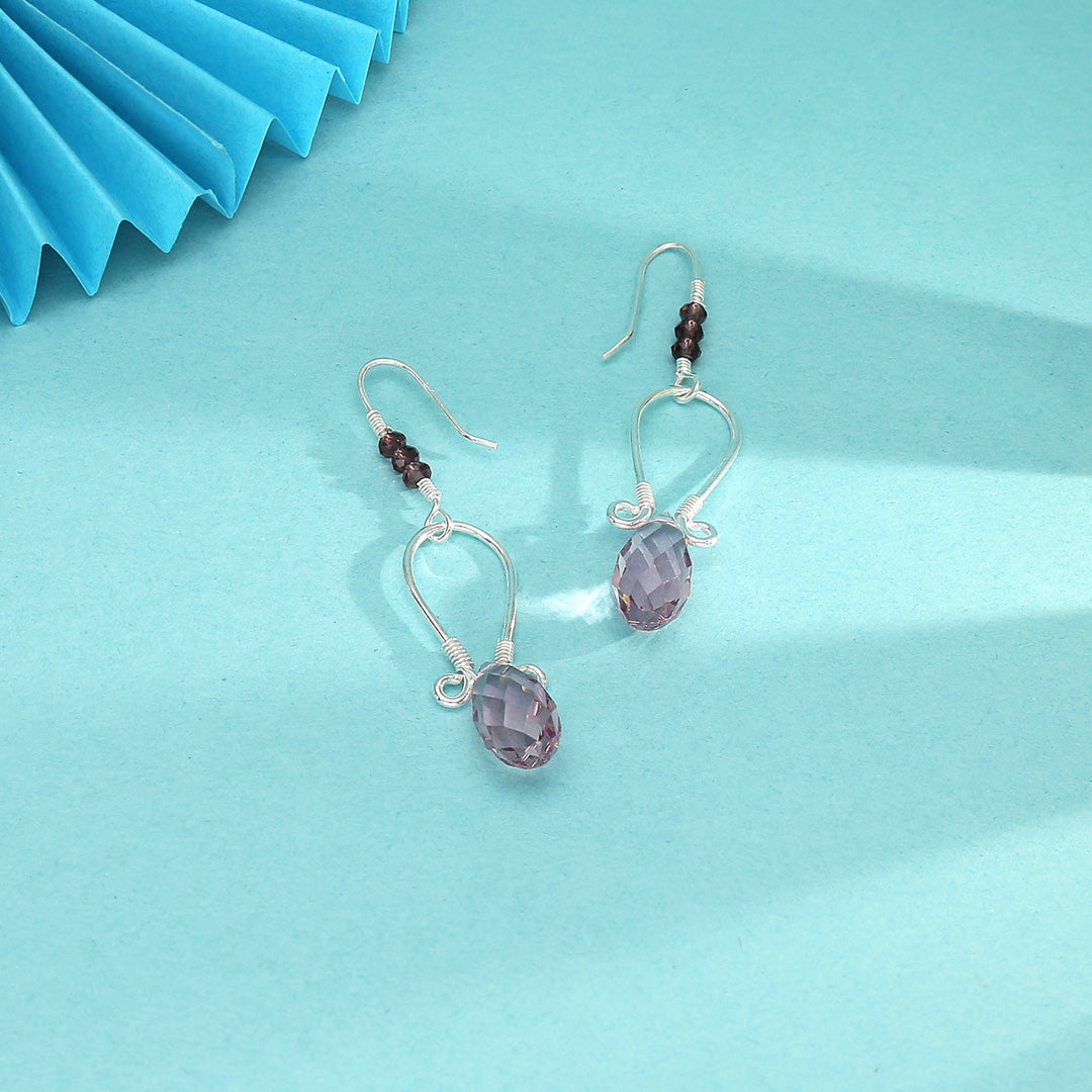 Mystic Plum Drop & Danglers Silver Earring