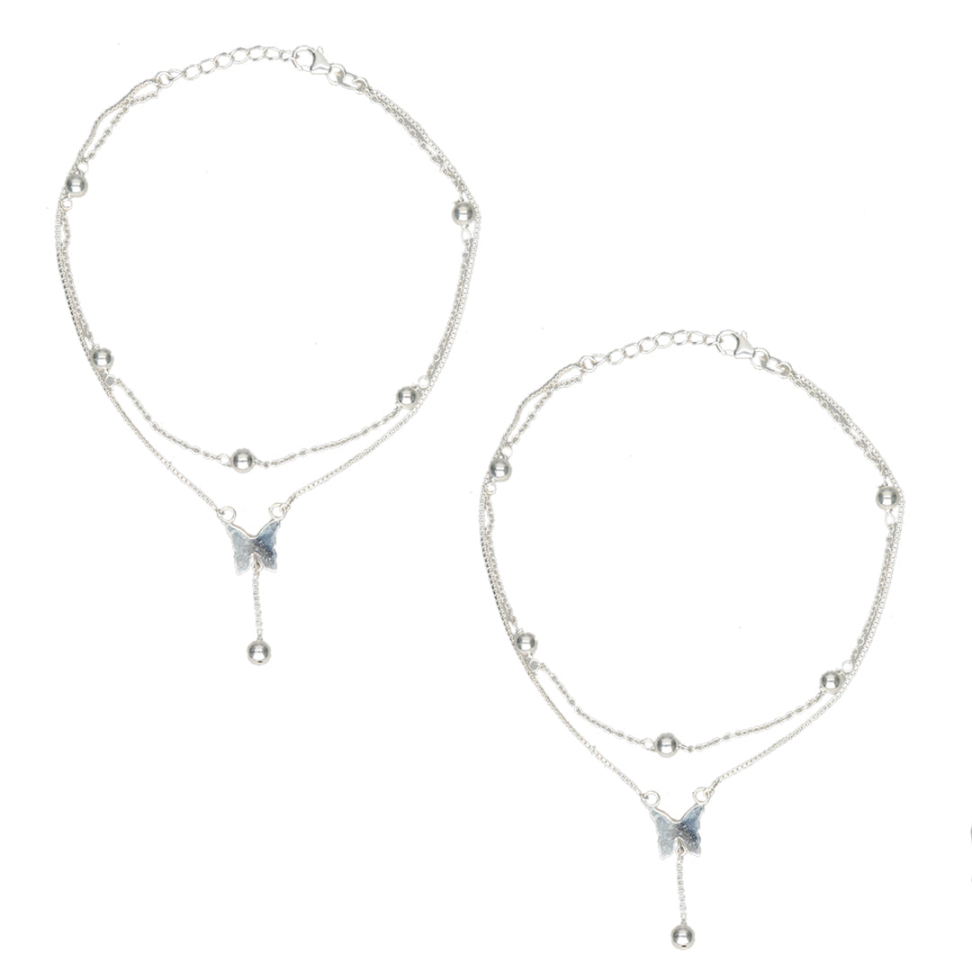 Silver Flutter 916 Silver Anklet For Woman