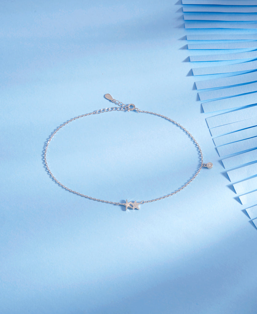 Urban Sparkle Silver Anklet