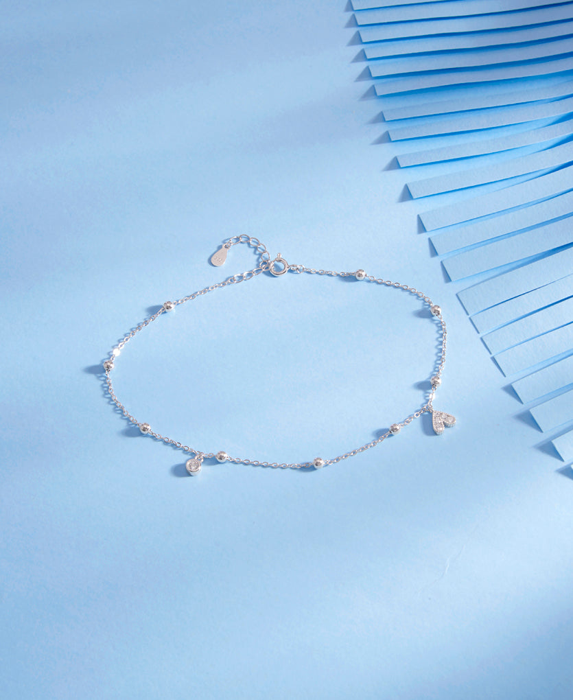 Heart's Desire Silver Anklet