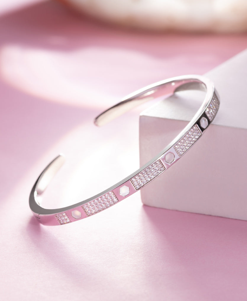 Studed Bangle Bracelet In Sterling Silver