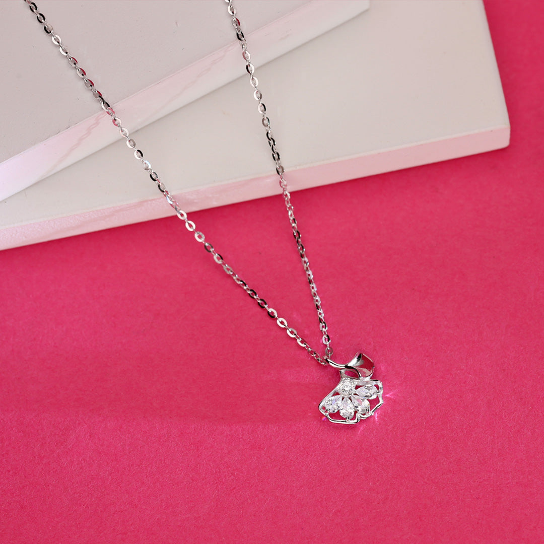 Floral Petal Silver Necklace