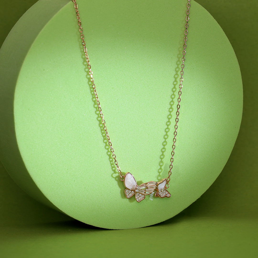 Gilded Butterfly Rose Gold Necklace