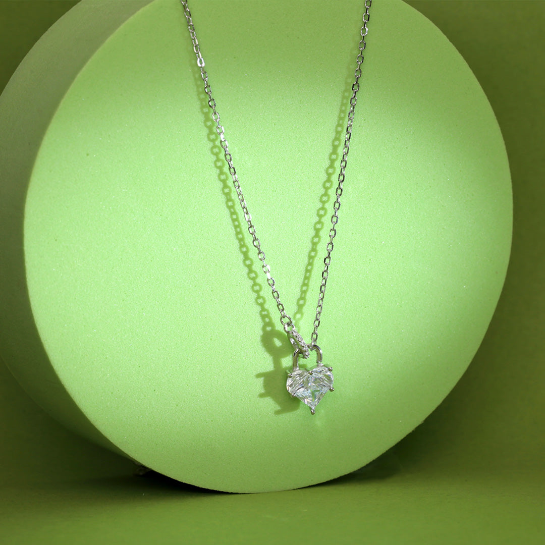 Locked Heart Silver Necklace