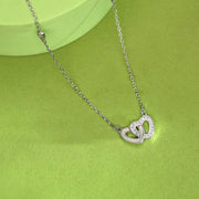 Interlinked Hearts Silver Necklace