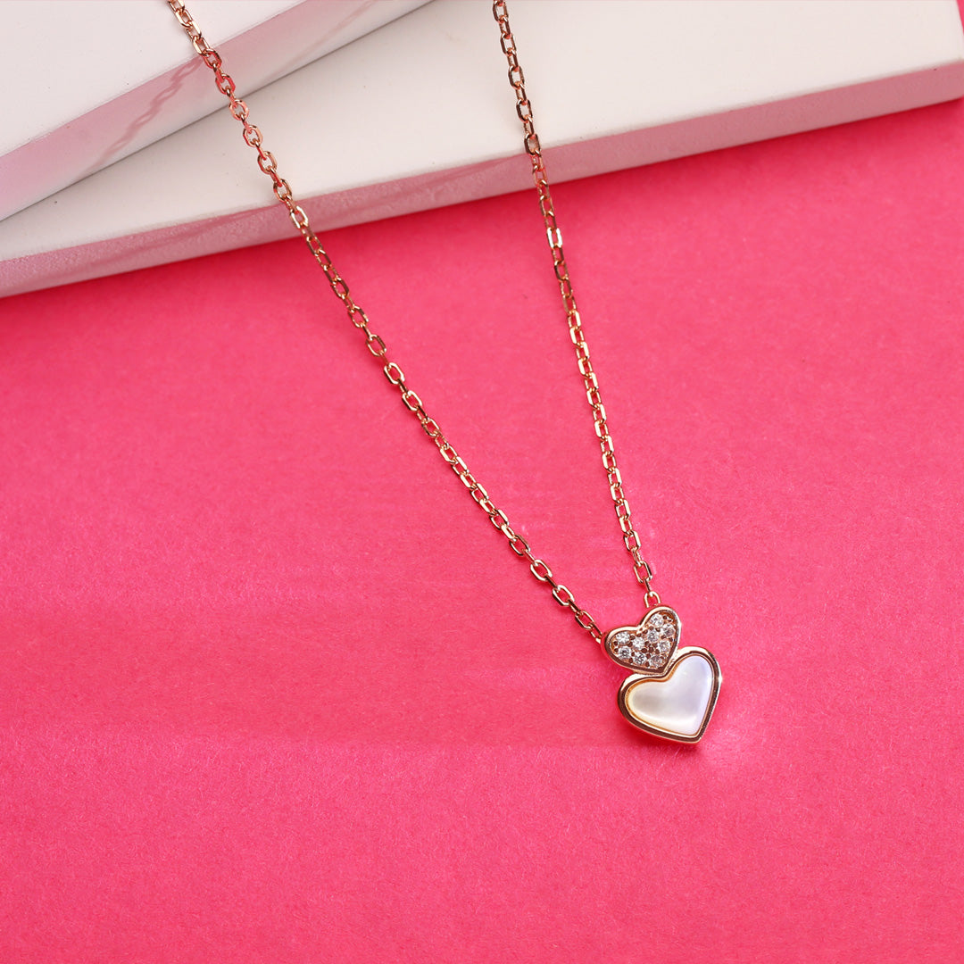 Heart Overlay Rose Gold Necklace