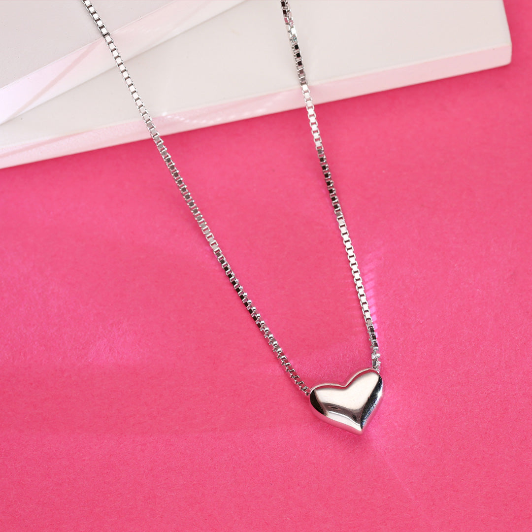 Solid Heart Silver Necklace