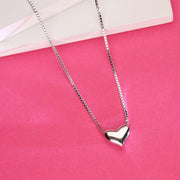 Solid Heart Silver Necklace