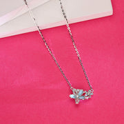 Twin Flowers Silver Necklace