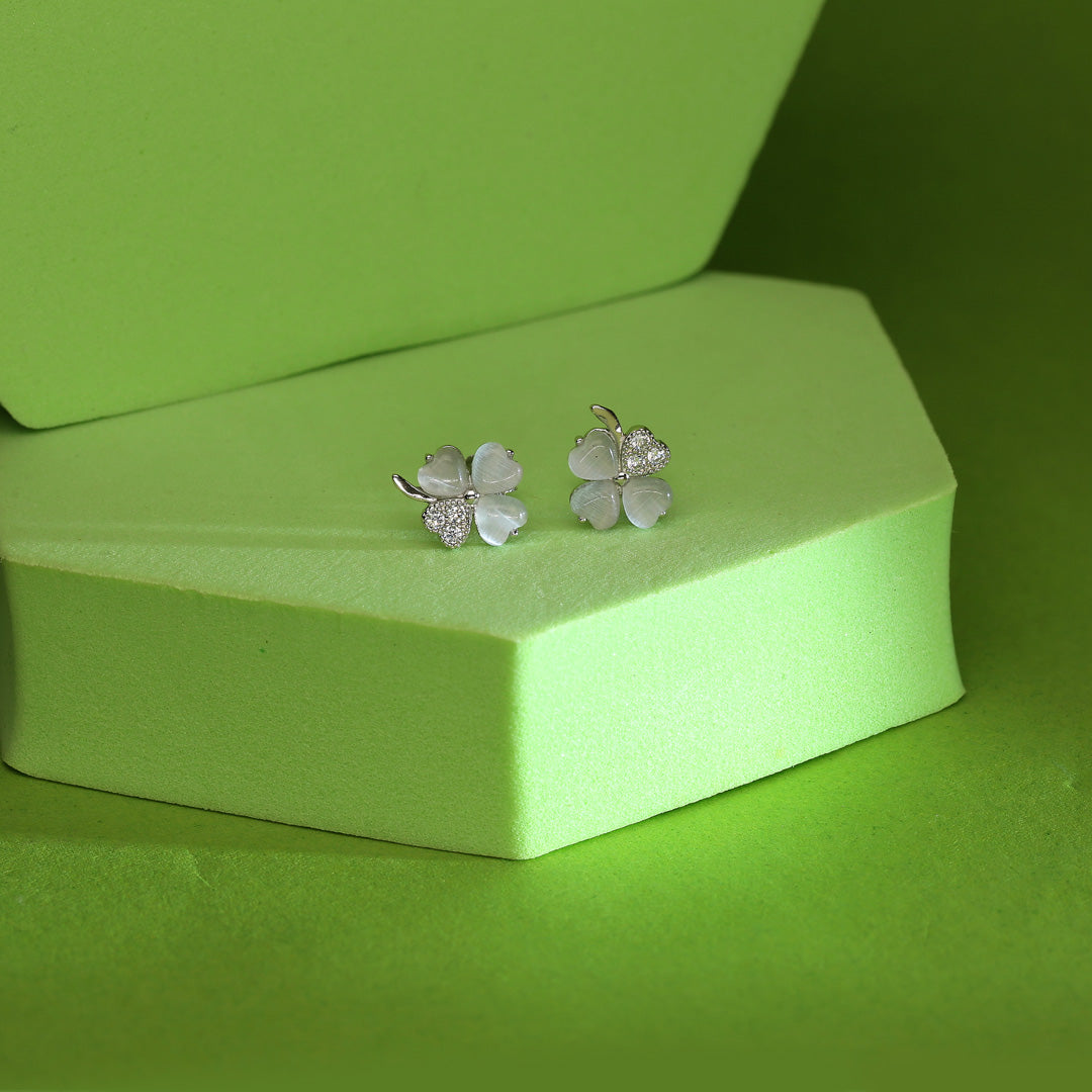Pearl Petals Silver Stud Earrings