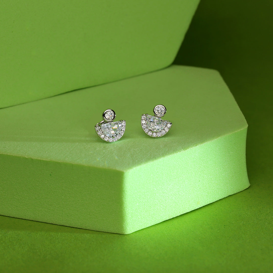 Bright Hemispheres Silver Stud Earrings