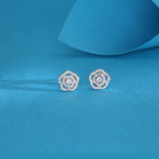 Blooming Flower Silver Stud Earrings