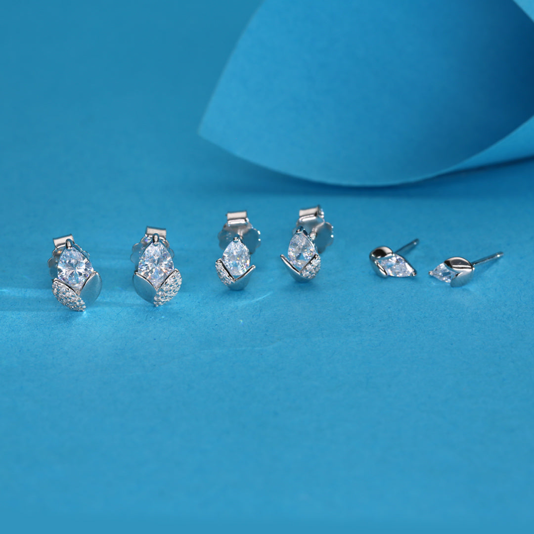 Blooming Stone Silver Earring Set Earrings