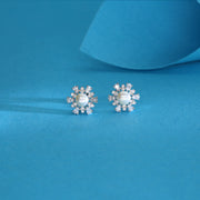 Frost Pearl Silver Stud Earrings