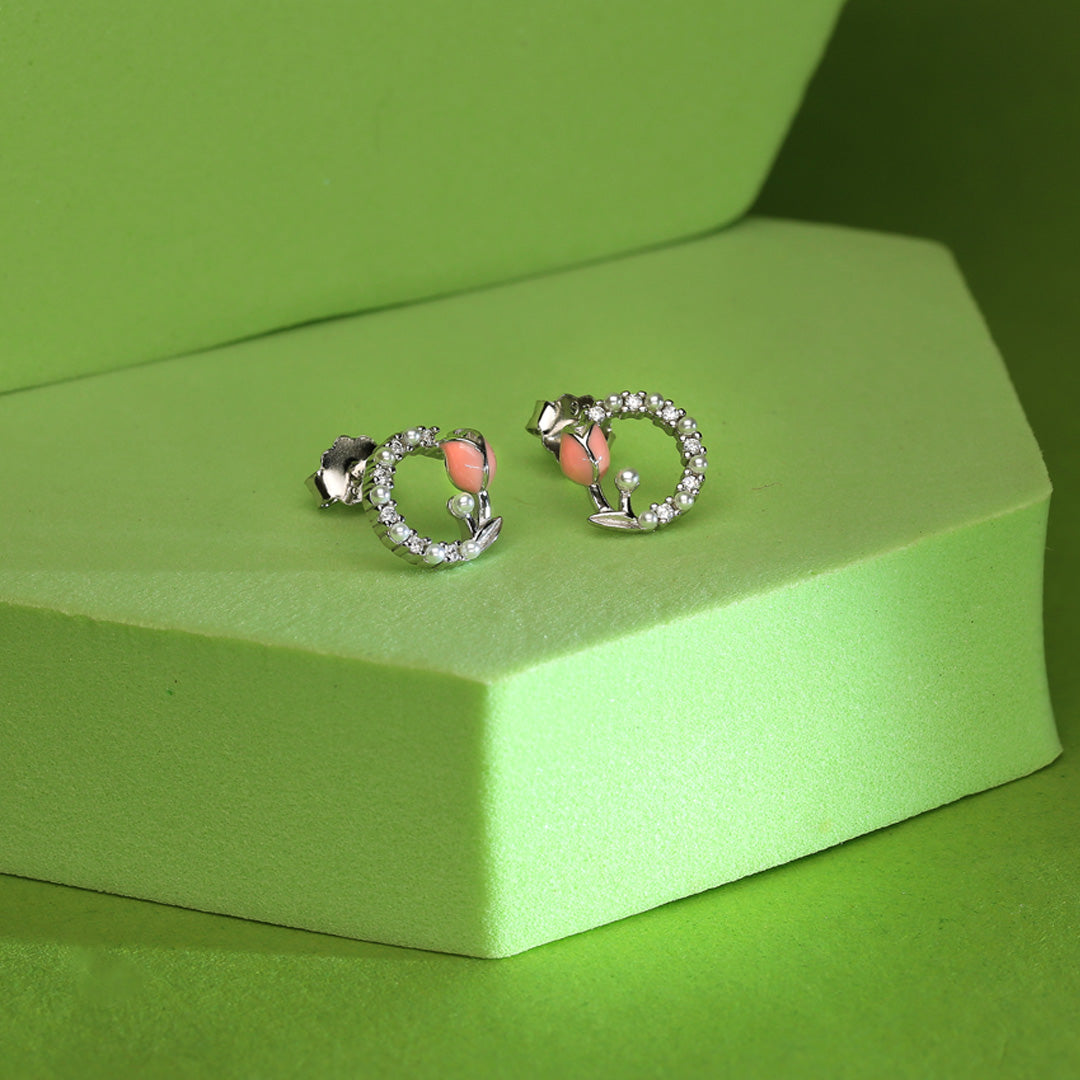 Gilded Rose Silver Stud Earrings