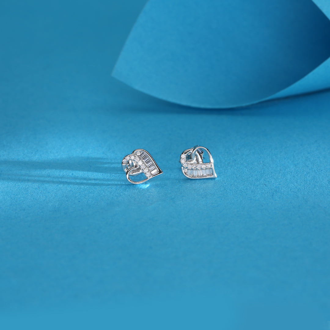 Interwoven Heart Silver Stud Earrings