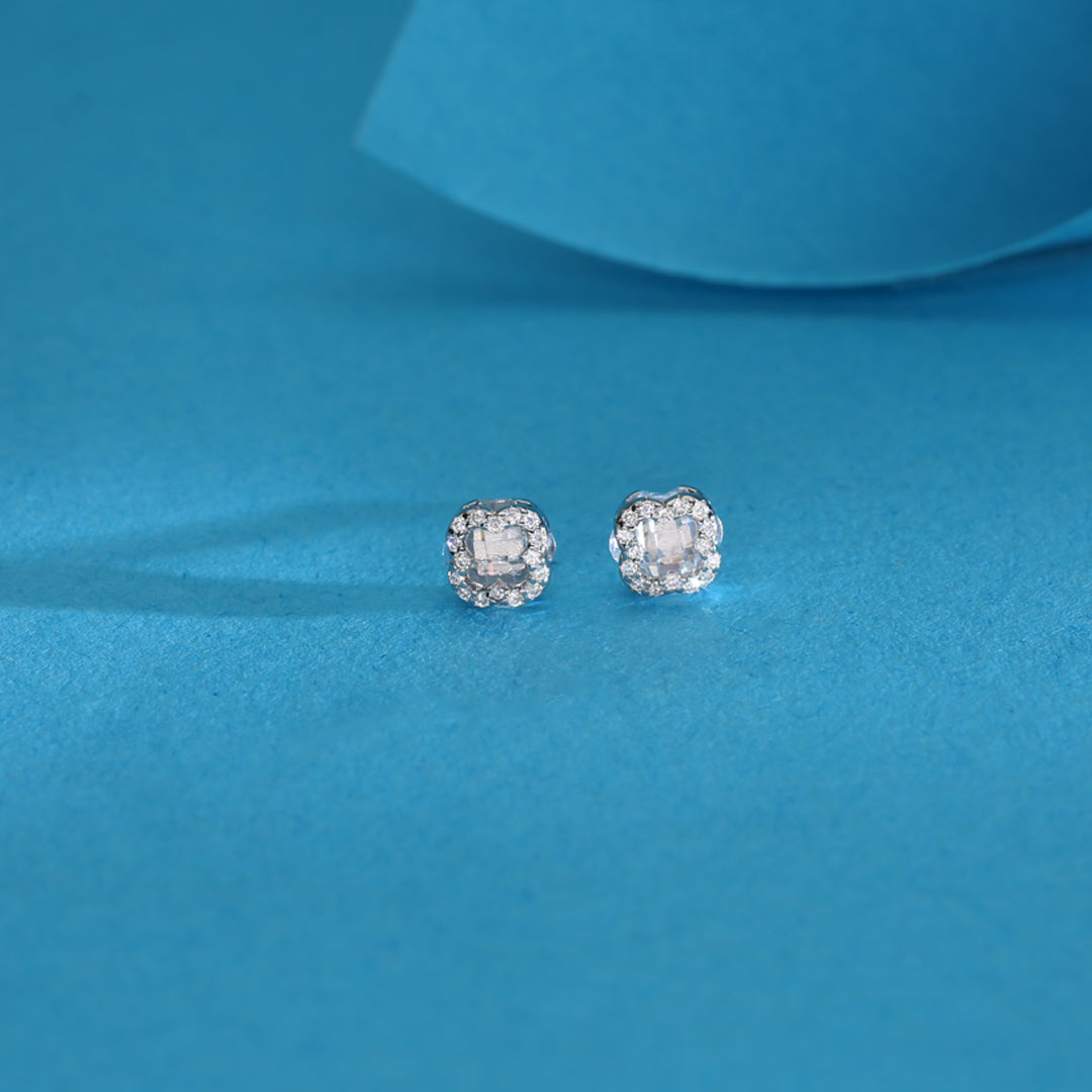 Quatrefoil Ikigai Silver Stud Earrings